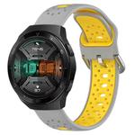 For Huawei Watch GT 2e 22mm Breathable Two-Color Silicone Watch Band(Grey+Yellow)