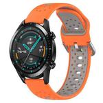 For Huawei GT2 46mm 22mm Breathable Two-Color Silicone Watch Band(Orange+Grey)