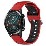 For Huawei GT2 46mm 22mm Breathable Two-Color Silicone Watch Band(Red+Black)