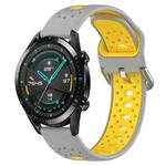 For Huawei GT2 46mm 22mm Breathable Two-Color Silicone Watch Band(Grey+Yellow)