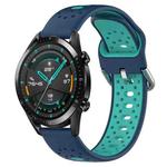 For Huawei GT2 46mm 22mm Breathable Two-Color Silicone Watch Band(Blue+Teal)