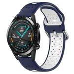 For Huawei GT2 46mm 22mm Breathable Two-Color Silicone Watch Band(Midnight Blue+White)