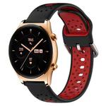 For Honor Watch GS 3 22mm Breathable Two-Color Silicone Watch Band(Black+Red)