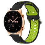 For Honor Watch GS 3 22mm Breathable Two-Color Silicone Watch Band(Black+Lime Green)