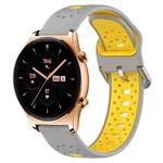 For Honor Watch GS 3 22mm Breathable Two-Color Silicone Watch Band(Grey+Yellow)