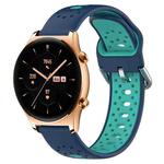For Honor Watch GS 3 22mm Breathable Two-Color Silicone Watch Band(Blue+Teal)