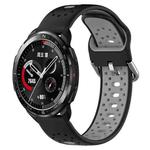 For Honor Watch GS Pro 22mm Breathable Two-Color Silicone Watch Band(Black+Grey)