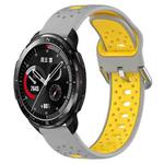 For Honor Watch GS Pro 22mm Breathable Two-Color Silicone Watch Band(Grey+Yellow)