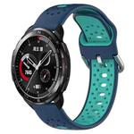 For Honor Watch GS Pro 22mm Breathable Two-Color Silicone Watch Band(Blue+Teal)