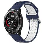 For Honor Watch GS Pro 22mm Breathable Two-Color Silicone Watch Band(Midnight Blue+White)