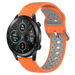For Honor Magic Watch 2 46mm 22mm Breathable Two-Color Silicone Watch Band(Orange+Grey)