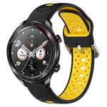 For Honor Watch Dream 22mm Breathable Two-Color Silicone Watch Band(Black+Yellow)