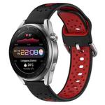 For Huawei Watch 3 Pro New 22mm Breathable Two-Color Silicone Watch Band(Black+Red)