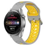 For Huawei Watch 3 Pro New 22mm Breathable Two-Color Silicone Watch Band(Grey+Yellow)