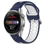 For Huawei Watch 3 Pro New 22mm Breathable Two-Color Silicone Watch Band(Midnight Blue+White)