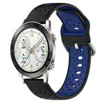 For Honor Watch GS 3i 22mm Breathable Two-Color Silicone Watch Band(Black+Blue)