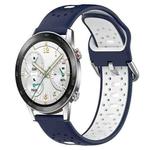 For Honor Watch GS 3i 22mm Breathable Two-Color Silicone Watch Band(Midnight Blue+White)