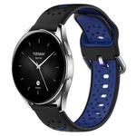For Xiaomi Watch S2 42mm 22mm Breathable Two-Color Silicone Watch Band(Black+Blue)