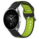 For Xiaomi Watch S2 42mm 22mm Breathable Two-Color Silicone Watch Band(Black+Lime Green)