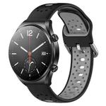 For Xiaomi MI Watch S1 22mm Breathable Two-Color Silicone Watch Band(Black+Grey)