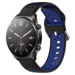 For Xiaomi MI Watch S1 22mm Breathable Two-Color Silicone Watch Band(Black+Blue)