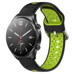 For Xiaomi MI Watch S1 22mm Breathable Two-Color Silicone Watch Band(Black+Lime Green)