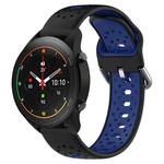 For Xiaomi MI Watch S1 Pro 22mm Breathable Two-Color Silicone Watch Band(Black+Blue)