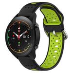 For Xiaomi MI Watch S1 Pro 22mm Breathable Two-Color Silicone Watch Band(Black+Lime Green)
