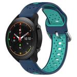 For Xiaomi MI Watch S1 Pro 22mm Breathable Two-Color Silicone Watch Band(Blue+Teal)