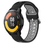 For Xiaomi Watch S1 Active 22mm Breathable Two-Color Silicone Watch Band(Black+Grey)