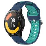 For Xiaomi Watch S1 Active 22mm Breathable Two-Color Silicone Watch Band(Blue+Teal)