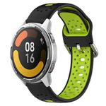 For Xiaomi MI Watch Color 2 22mm Breathable Two-Color Silicone Watch Band(Black+Lime Green)