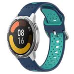 For Xiaomi MI Watch Color 2 22mm Breathable Two-Color Silicone Watch Band(Blue+Teal)