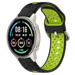 For Xiaomi MI Watch Sport 22mm Breathable Two-Color Silicone Watch Band(Black+Lime Green)