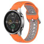 For Xiaomi MI Watch Color 22mm Breathable Two-Color Silicone Watch Band(Orange+Grey)