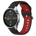 For Xiaomi MI Watch Color 22mm Breathable Two-Color Silicone Watch Band(Black+Red)