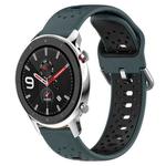 For Amazfit GTR 4 Pro 22mm Breathable Two-Color Silicone Watch Band(Olive Green+Black)