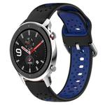 For Amazfit GTR 4 Pro 22mm Breathable Two-Color Silicone Watch Band(Black+Blue)