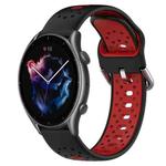 For Amazfit GTR 3 22mm Breathable Two-Color Silicone Watch Band(Black+Red)