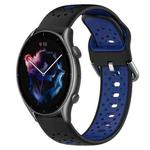 For Amazfit GTR 3 22mm Breathable Two-Color Silicone Watch Band(Black+Blue)