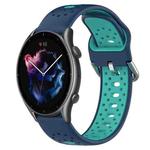 For Amazfit GTR 3 22mm Breathable Two-Color Silicone Watch Band(Blue+Water Duck)