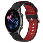 For Amazfit GTR 3 Pro 22mm Breathable Two-Color Silicone Watch Band(Black+Red)