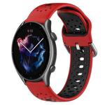 For Amazfit GTR 3 Pro 22mm Breathable Two-Color Silicone Watch Band(Red+Black)