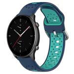 For Amazfit GTR 2e 22mm Breathable Two-Color Silicone Watch Band(Blue+Water Duck)