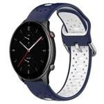 For Amazfit GTR 2e 22mm Breathable Two-Color Silicone Watch Band(Midnight Blue+White)