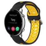 For Amazfit GTR 2 22mm Breathable Two-Color Silicone Watch Band(Black+Yellow)