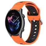 For Amazfit 3 22mm Breathable Two-Color Silicone Watch Band(Orange+Black)