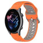 For Amazfit 3 22mm Breathable Two-Color Silicone Watch Band(Orange+Grey)