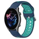 For Amazfit 3 22mm Breathable Two-Color Silicone Watch Band(Blue+Water Duck)