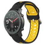 For Amazfit GTR 47mm 22mm Breathable Two-Color Silicone Watch Band(Black+Yellow)
